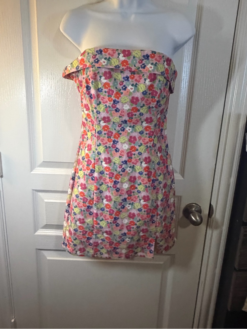 Women Floral Strapless Sundress - Pink Multi